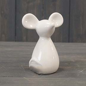 Small White Ceramic Mouse detail page